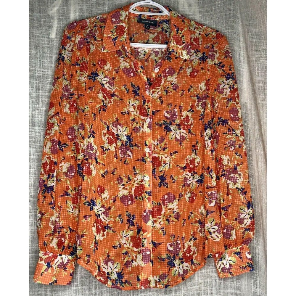 Anthropologie Modcloth Orange Floral Blouse